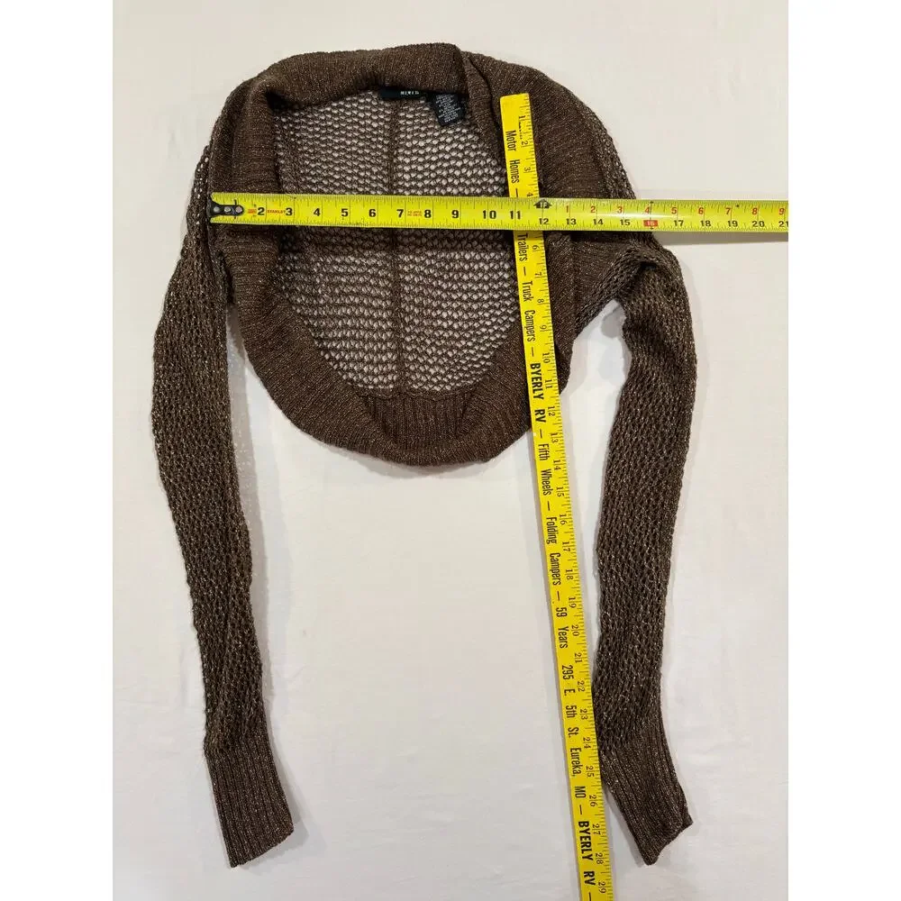 Vintage Y2K Mix It Brown Long Sleeve Shrug Sweater Size Medium